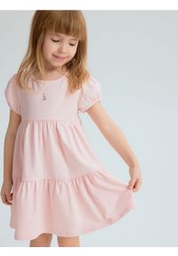 Reserved - Bawełniana sukienka z haftem - pastelowy róż. Kolor: różowy. Materiał: bawełna. Wzór: haft