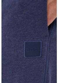 BOSS Orange - BOSS spodnie dresowe bawełniane BOSS CASUAL męskie kolor niebieski gładkie. Kolor: niebieski. Materiał: bawełna, dresówka. Wzór: gładki #3