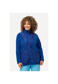 ULLA POPKEN - Damskie Kurtka polarowa kolorowe lamówki stójka 2-kierunkowy zamek błyskawiczny. Typ kołnierza: kołnierzyk stójkowy. Kolekcja: plus size. Kolor: niebieski. Materiał: poliester, materiał. Wzór: kolorowy #1