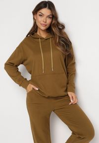 Born2be - Brązowy 2-częściowy Komplet Dresowy z Bluzą i Spodniami Ciprana. Kolor: brązowy. Materiał: dresówka #5