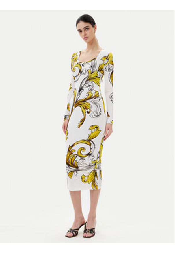 Versace Jeans Couture Sukienka codzienna 78HAO920 JS471 Biały Regular Fit. Okazja: na co dzień. Kolor: biały. Materiał: wiskoza. Typ sukienki: proste. Styl: casual