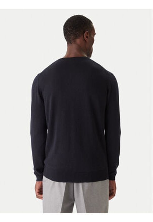 Karl Lagerfeld - KARL LAGERFELD Sweter 655000 554399 Granatowy Slim Fit. Typ kołnierza: dekolt w karo. Kolor: niebieski. Materiał: wełna