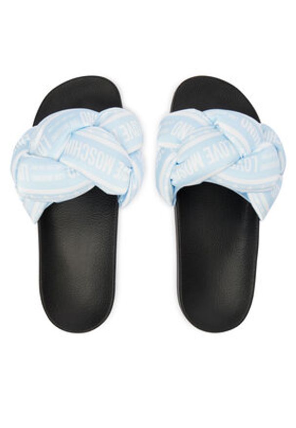 Love Moschino - LOVE MOSCHINO Klapki JA28312G0OIW370A Niebieski jasny. Kolor: niebieski. Materiał: materiał
