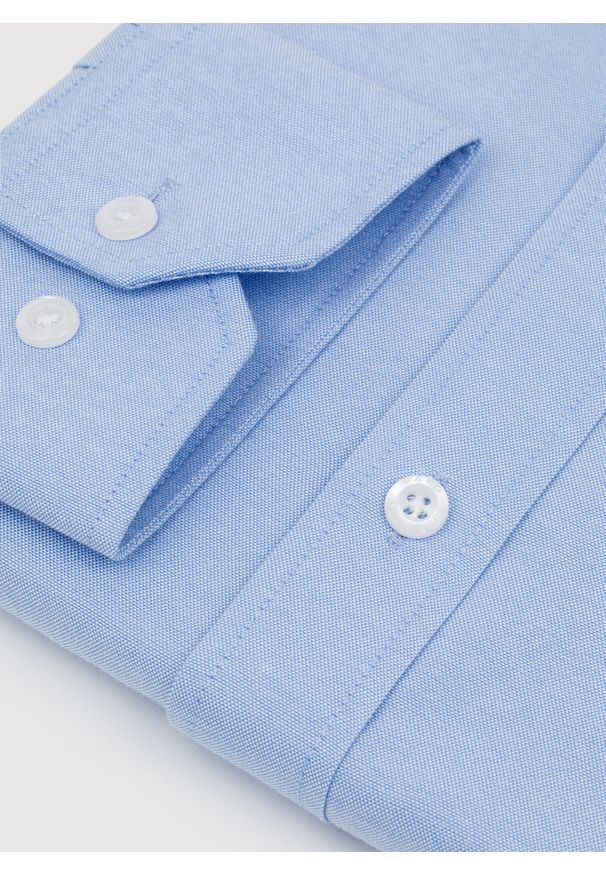 Pako Lorente - PAKO LORENTE - Niebieska koszula męska. Kolor: biały, niebieski. Materiał: poliester, bawełna. Długość rękawa: długi rękaw. Długość: długie