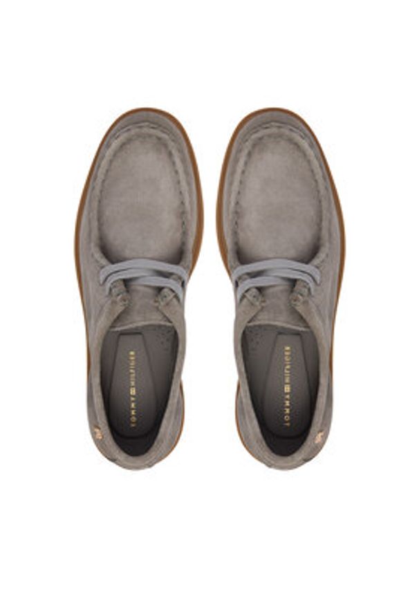 TOMMY HILFIGER - Tommy Hilfiger Półbuty Lightweight Suede Apron Toe FW0FW09262 Szary. Kolor: szary. Materiał: skóra, zamsz