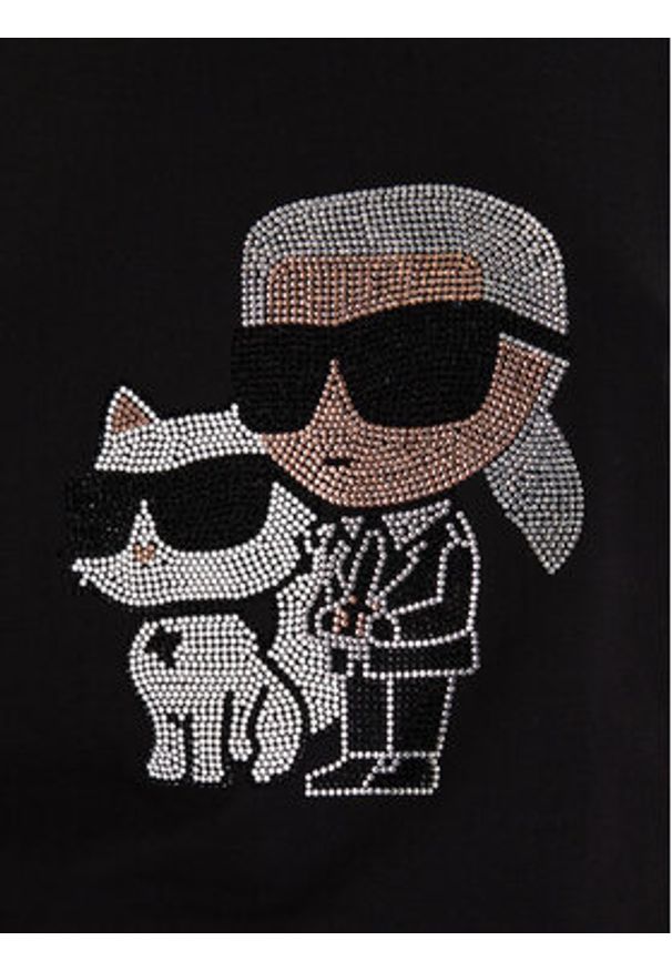 Karl Lagerfeld - KARL LAGERFELD T-Shirt A1W17131 Czarny Regular Fit. Typ kołnierza: dekolt w karo. Kolor: czarny. Materiał: bawełna