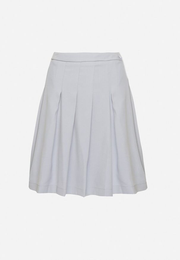 Born2be - Niebieska Spódnica Kopertowa Plisowana Rozkloszowana Divisse. Okazja: na co dzień, do pracy, na spotkanie biznesowe. Kolor: niebieski. Styl: biznesowy, klasyczny, casual