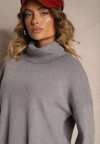 Renee - Szary Golf z Wełną i Bawełną Ozdobiony Rozcięciami Ilarine. Okazja: na co dzień, na spotkanie biznesowe. Typ kołnierza: golf. Kolor: szary. Materiał: wełna, bawełna. Wzór: aplikacja. Styl: klasyczny, elegancki, biznesowy, casual #4