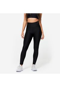 DOMYOS - Legginsy fitness damskie Domyos. Kolor: czarny. Materiał: materiał, elastan, poliester. Sport: fitness