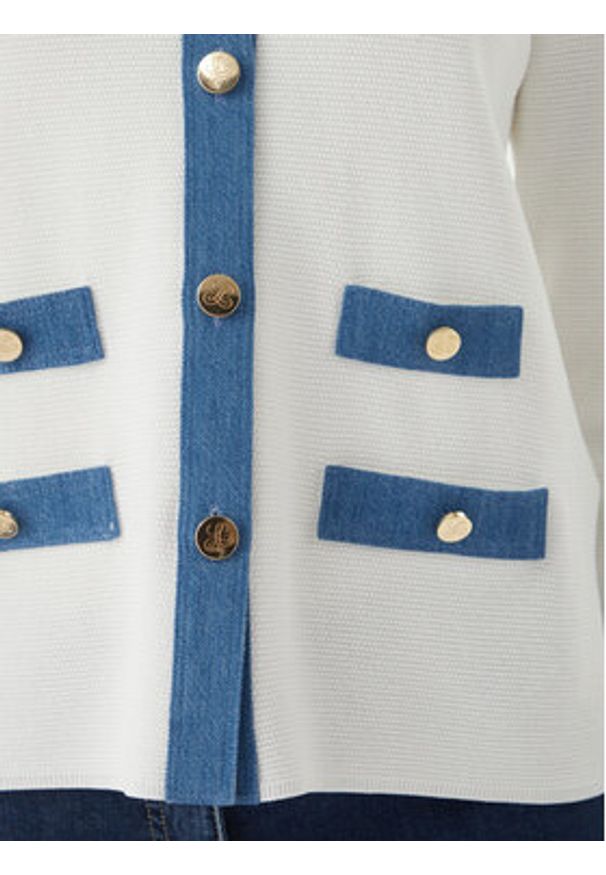 Luisa Spagnoli Kardigan Capotreno 100363 Biały Regular Fit. Kolor: biały. Materiał: syntetyk