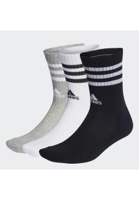 Adidas - 3-Stripes Cushioned Crew Socks 3 Pairs. Kolor: biały, wielokolorowy, czarny, szary. Materiał: materiał