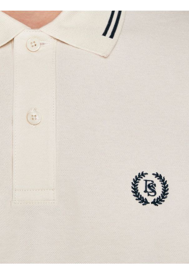 Big-Star - Koszulka męska polo kremowa Poller 103. Typ kołnierza: polo. Kolor: biały. Materiał: jeans, dzianina. Wzór: haft. Styl: elegancki