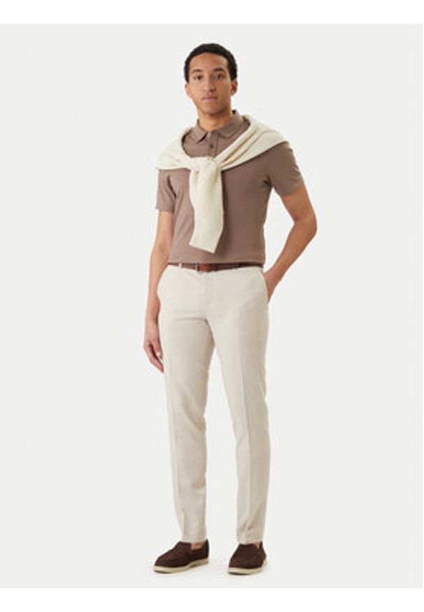 BOSS Spodnie materiałowe H-Genius-253 50561874 Beżowy Slim Fit. Kolor: beżowy. Materiał: wiskoza