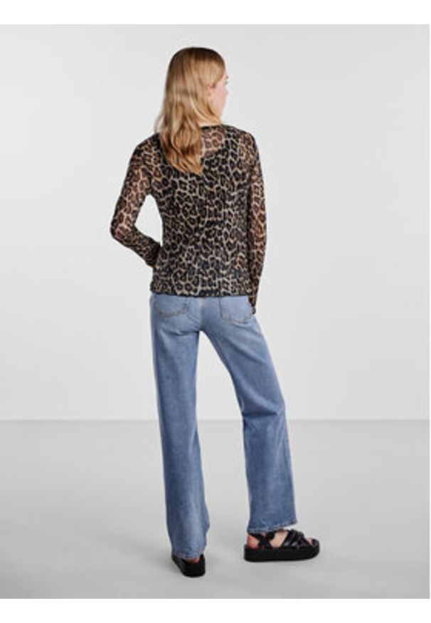 Pieces Bluzka 17140623 Brązowy Slim Fit. Kolor: brązowy. Materiał: syntetyk