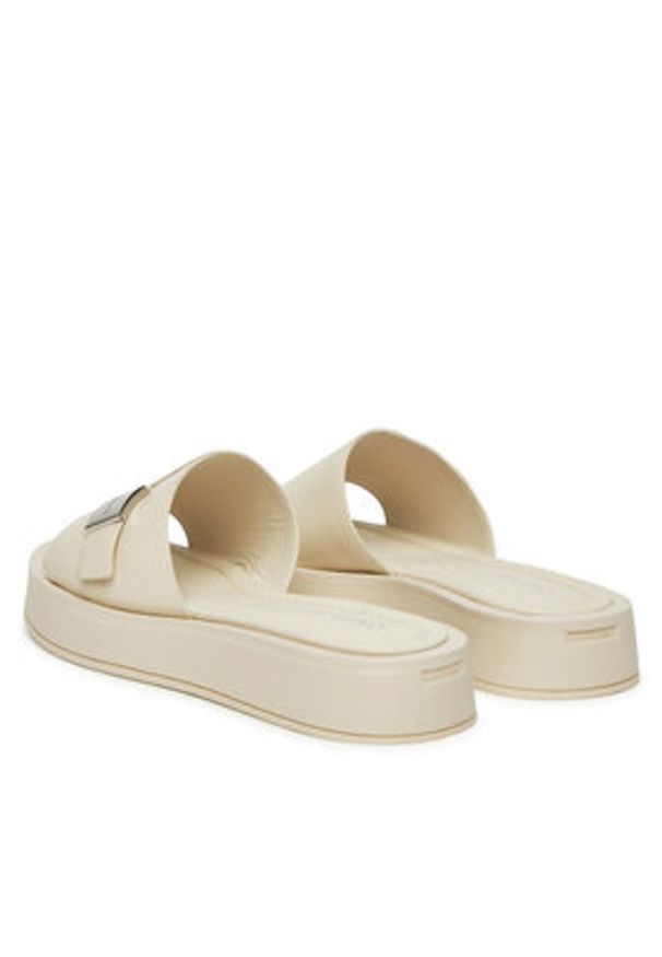 Calvin Klein Klapki Flatform Slide W/Ck Hw - Lth HW0HW02368 Écru. Materiał: skóra