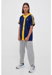 adidas Originals koszula kolor granatowy relaxed. Kolor: niebieski. Materiał: materiał. Długość rękawa: raglanowy rękaw #3