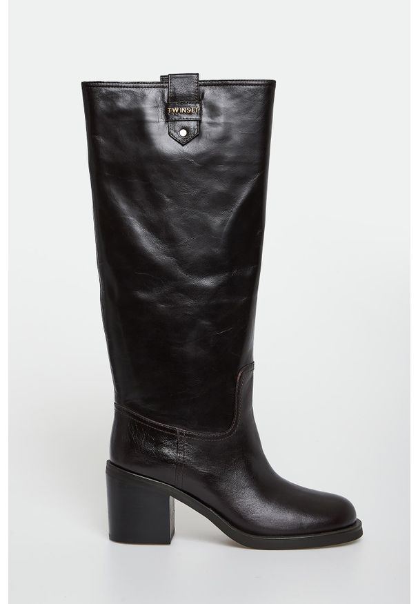Twinset Milano - Kozaki damskie skórzane TWINSET. Materiał: skóra
