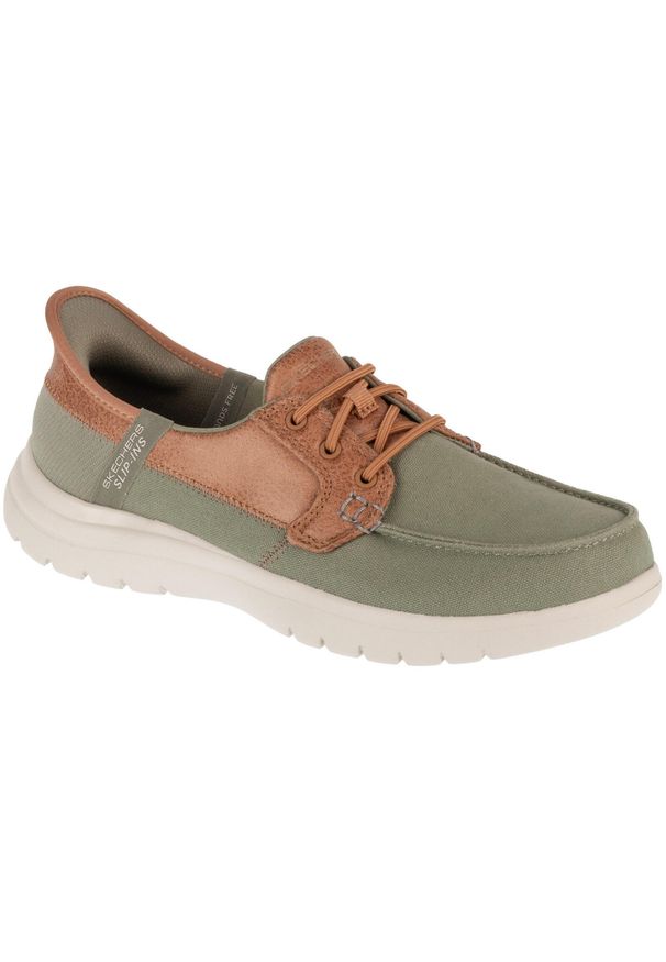 skechers - Buty do chodzenia damskie, Slip-Ins: On-The-Go Flex - Palmilla. Kolor: zielony. Model: Skechers Sport. Sport: turystyka piesza