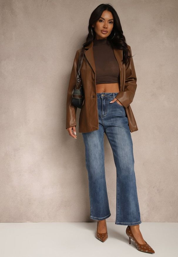 Renee - Niebieskie Proste Jeansy Regular Waist Fesalira. Okazja: na co dzień. Kolor: niebieski. Styl: casual, klasyczny