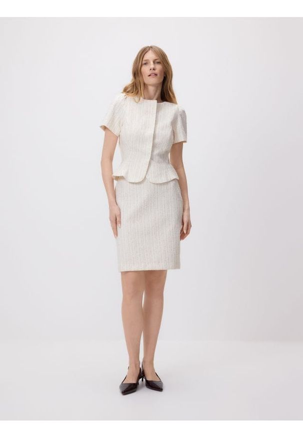 Reserved - Spódnica mini - złamana biel. Materiał: tkanina, bawełna