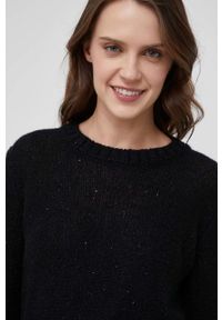 United Colors of Benetton sweter z domieszką wełny damski kolor czarny lekki. Okazja: na co dzień. Kolor: czarny. Materiał: wełna. Długość rękawa: długi rękaw. Długość: długie. Styl: casual #5