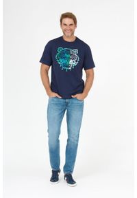 Kenzo - KENZO Granatowy t-shirt męski z wyszywanym logo. Kolor: niebieski #2