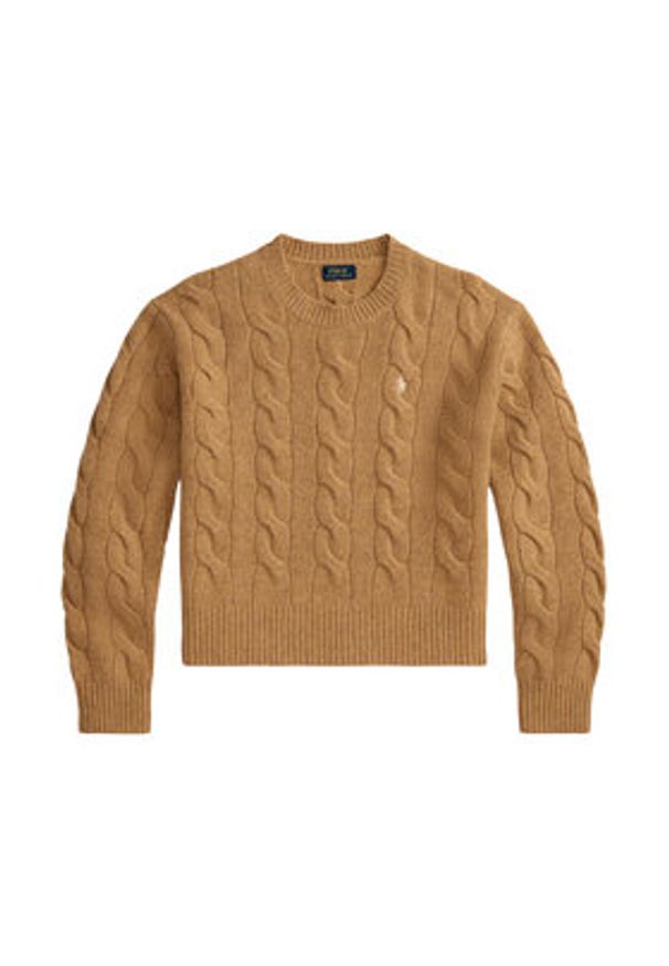 Polo Ralph Lauren Sweter 211A91216005 Beżowy Straight Fit. Typ kołnierza: polo. Kolor: beżowy. Materiał: wełna