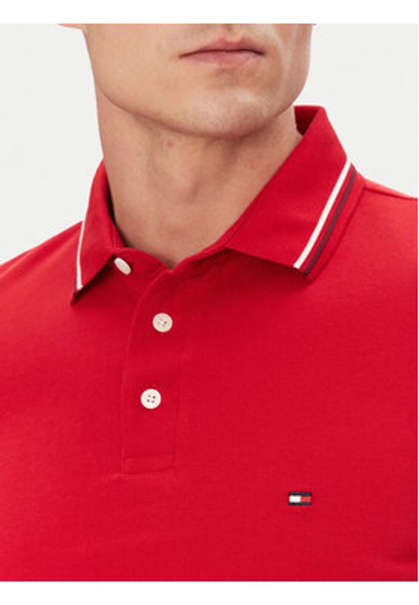 TOMMY HILFIGER - Tommy Hilfiger Polo Seasonal MW0MW39993 Czerwony Slim Fit. Typ kołnierza: polo. Kolor: czerwony. Materiał: bawełna