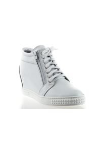 Inna - Sneakersy skórzane białe J. Wolski. Kolor: biały. Materiał: skóra. Obcas: na koturnie #4