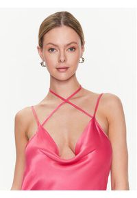 Simple Sukienka koktajlowa SUD005 Różowy Regular Fit. Kolor: różowy. Materiał: wiskoza. Styl: wizytowy #3