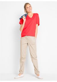 Długi shirt z dekoltem w szpic (5 sztuk), krótki rękaw bonprix jasny koralowy + koralowy + jasnoniebieski + lazurowy + biały. Kolor: pomarańczowy. Długość rękawa: krótki rękaw. Długość: krótkie #4