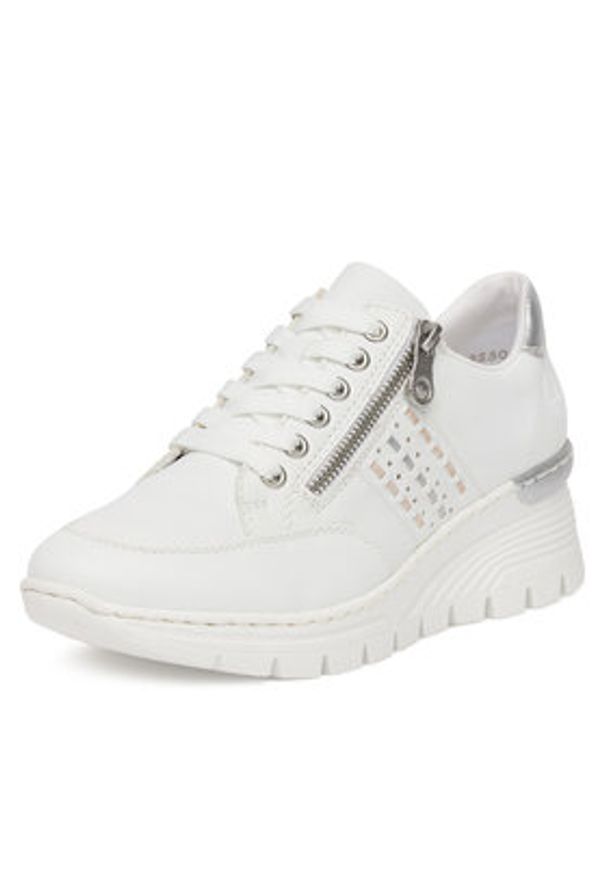 Rieker Sneakersy N8321-80 Biały. Kolor: biały. Materiał: skóra