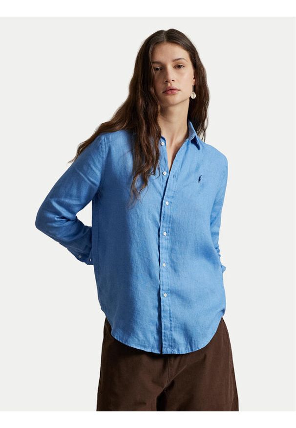 Polo Ralph Lauren Koszula 211970730510 Niebieski Regular Fit. Typ kołnierza: polo. Kolor: niebieski. Materiał: len