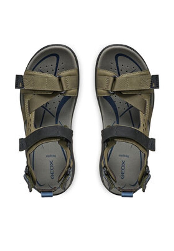 Geox Sandały U Terreno + Grip U4550B 011EK C3009 Khaki. Kolor: brązowy. Materiał: skóra