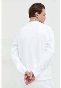 Hugo - HUGO bluza bawełniana męska kolor biały z aplikacją. Kolor: biały. Materiał: bawełna. Wzór: aplikacja #2