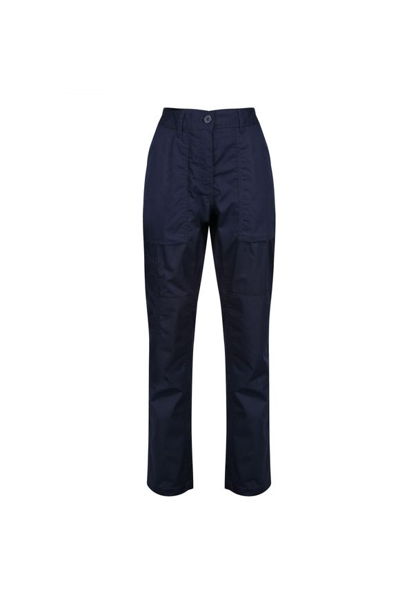 Regatta - Nowe damskie sportowe spodnie akcji (Marynarka wojenna). Kolor: niebieski. Materiał: poliester, bawełna. Sezon: lato. Sport: turystyka piesza