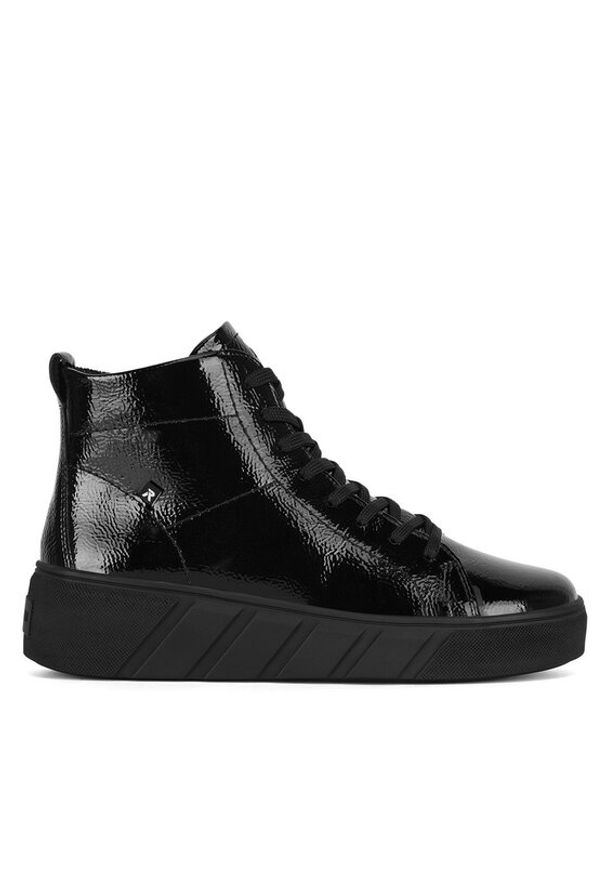 Rieker Revolution Lifestyle Botki W0561-01 Czarny. Kolor: czarny. Materiał: lakier, skóra