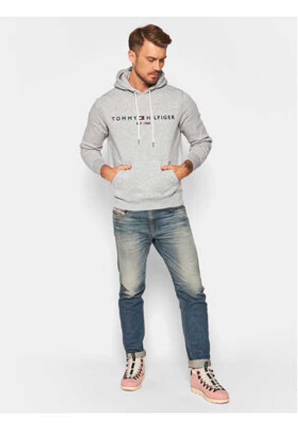 TOMMY HILFIGER - Tommy Hilfiger Bluza Core Logo MW0MW10752 Szary Regular Fit. Kolor: szary. Materiał: bawełna, syntetyk