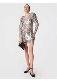 ROTATE Sukienka koktajlowa Sequin RT2259 Srebrny Slim Fit. Kolor: srebrny. Materiał: syntetyk. Styl: wizytowy