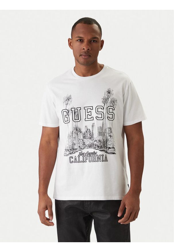Guess T-Shirt M6RI01 I3Z14 Biały Regular Fit. Kolor: biały. Materiał: bawełna