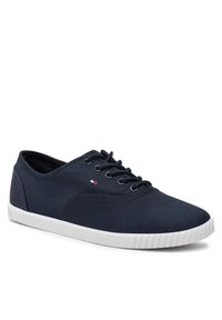 TOMMY HILFIGER - Tommy Hilfiger Tenisówki Canvas Lace Up Sneaker FW0FW07805 Granatowy. Kolor: niebieski #3