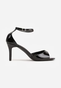 Renee - Czarne Eleganckie Sandały na Szpilce z Paskiem z Klamerką Berose. Zapięcie: pasek. Kolor: czarny. Obcas: na szpilce. Styl: elegancki. Wysokość obcasa: średni #7