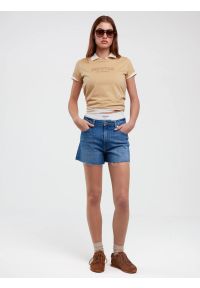 Big-Star - Szorty damskie jeansowe z kolekcji Authentic niebieskie Authentic Girl 369. Okazja: na co dzień. Stan: podwyższony. Kolor: niebieski. Materiał: jeans. Sezon: lato. Styl: wakacyjny, casual #4