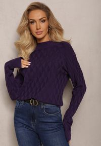 Renee - Fioletowy Golf o Klasycznym Fasonie Anofra. Typ kołnierza: golf. Kolor: fioletowy. Styl: klasyczny