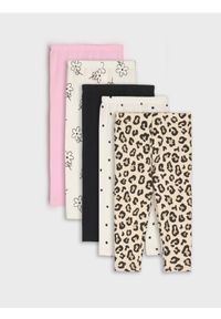 Sinsay - Bawełniane legginsy ze wzorem 5 pack - kremowy. Kolor: kremowy. Materiał: bawełna #1