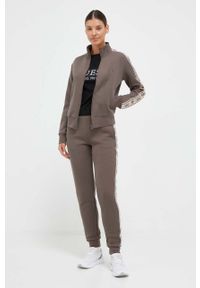 Guess bluza damska kolor brązowy z aplikacją. Okazja: na co dzień. Kolor: brązowy. Wzór: aplikacja. Styl: casual #3
