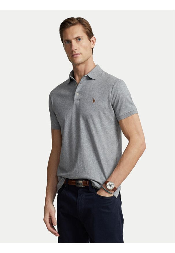 Polo Ralph Lauren Polo 710713130007 Szary Custom Slim Fit. Typ kołnierza: polo. Kolor: szary. Materiał: bawełna