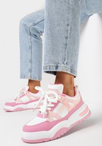 Born2be - Różowe Sneakersy z Szerokimi Sznurówkami Platinia. Kolor: różowy