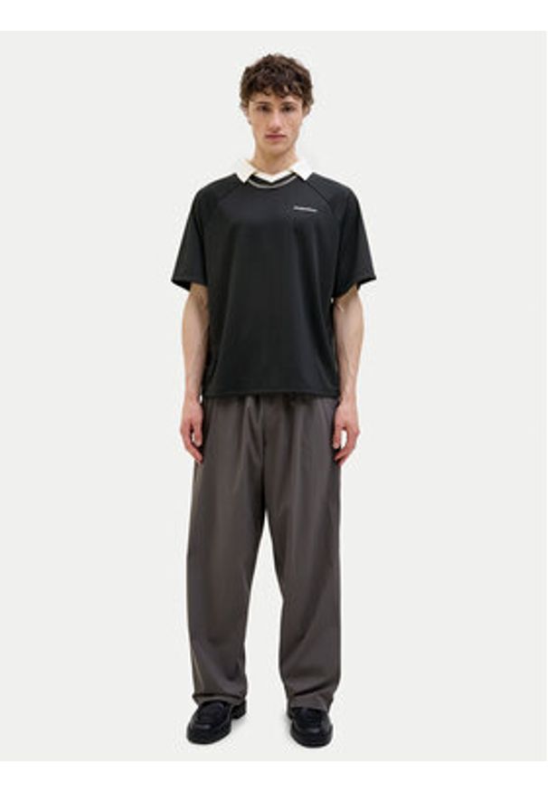 Jack & Jones - Jack&Jones Polo Lido 12276758 Czarny Loose Fit. Typ kołnierza: polo. Kolor: czarny. Materiał: syntetyk