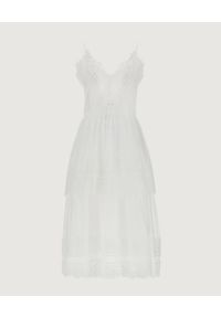Marella - MARELLA - Biała muślinowa sukienka Pelago. Typ kołnierza: dekolt kwadratowy. Kolor: biały. Materiał: koronka. Długość rękawa: na ramiączkach. Wzór: aplikacja. Typ sukienki: rozkloszowane. Długość: midi #3